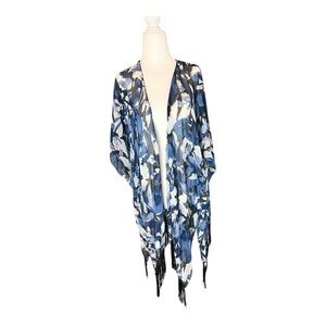 Blue and White Floral Kimono Top